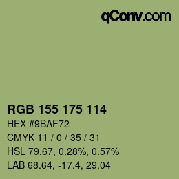 Color code: RGB 155 175 114 | qconv.com