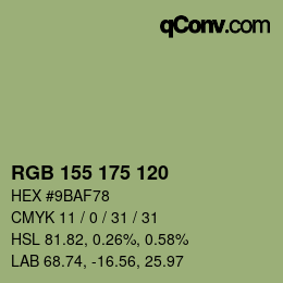 Farbcode: RGB 155 175 120 | qconv.com