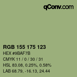 Color code: RGB 155 175 123 | qconv.com