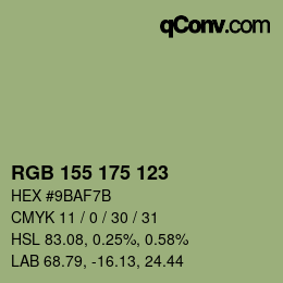 カラーコード: RGB 155 175 123 | qconv.com