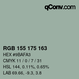 Color code: RGB 155 175 163 | qconv.com