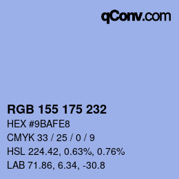カラーコード: RGB 155 175 232 | qconv.com