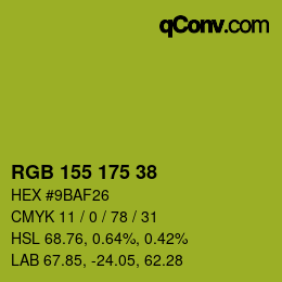 Color code: RGB 155 175 38 | qconv.com