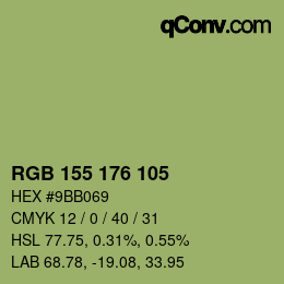 カラーコード: RGB 155 176 105 | qconv.com