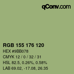 颜色代码: RGB 155 176 120 | qconv.com