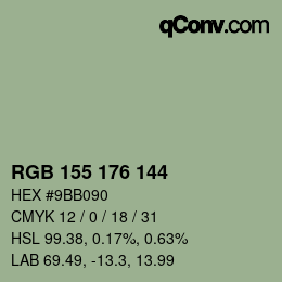 カラーコード: RGB 155 176 144 | qconv.com