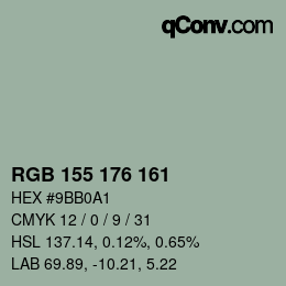 Color code: RGB 155 176 161 | qconv.com