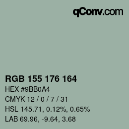 カラーコード: RGB 155 176 164 | qconv.com