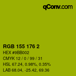 カラーコード: RGB 155 176 2 | qconv.com