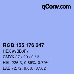 Color code: RGB 155 176 247 | qconv.com