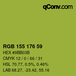 颜色代码: RGB 155 176 59 | qconv.com