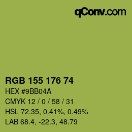 颜色代码: RGB 155 176 74 | qconv.com