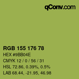 カラーコード: RGB 155 176 78 | qconv.com