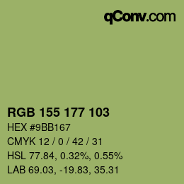 カラーコード: RGB 155 177 103 | qconv.com
