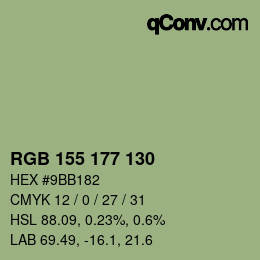 颜色代码: RGB 155 177 130 | qconv.com