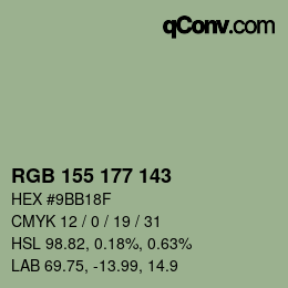 Color code: RGB 155 177 143 | qconv.com