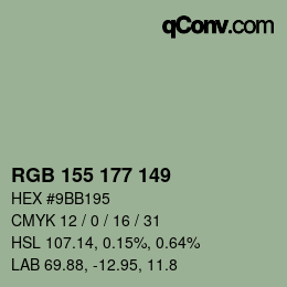 颜色代码: RGB 155 177 149 | qconv.com