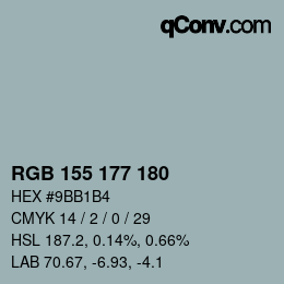 カラーコード: RGB 155 177 180 | qconv.com