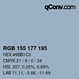 カラーコード: RGB 155 177 195 | qconv.com