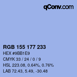 Color code: RGB 155 177 233 | qconv.com