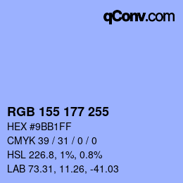 Color code: RGB 155 177 255 | qconv.com