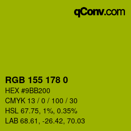 Color code: RGB 155 178 0 | qconv.com