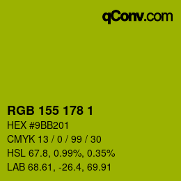 颜色代码: RGB 155 178 1 | qconv.com