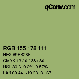 Color code: RGB 155 178 111 | qconv.com