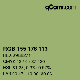 Color code: RGB 155 178 113 | qconv.com