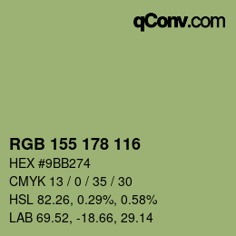 Color code: RGB 155 178 116 | qconv.com