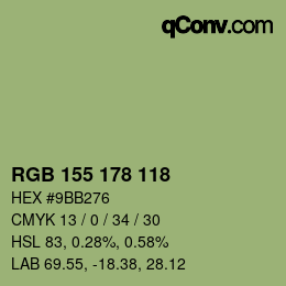 カラーコード: RGB 155 178 118 | qconv.com
