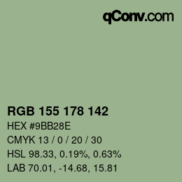 Color code: RGB 155 178 142 | qconv.com