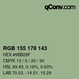 カラーコード: RGB 155 178 143 | qconv.com
