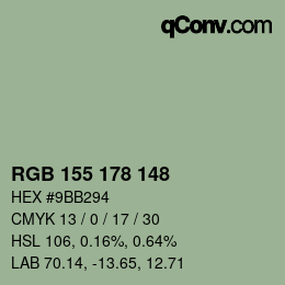 颜色代码: RGB 155 178 148 | qconv.com