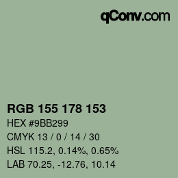 颜色代码: RGB 155 178 153 | qconv.com