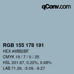 カラーコード: RGB 155 178 191 | qconv.com