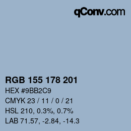 Color code: RGB 155 178 201 | qconv.com