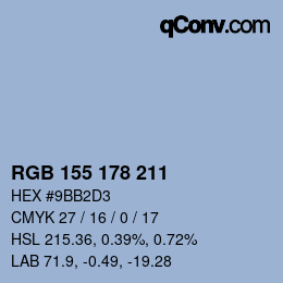 カラーコード: RGB 155 178 211 | qconv.com
