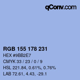 カラーコード: RGB 155 178 231 | qconv.com