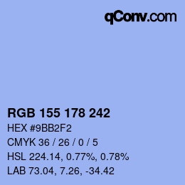 カラーコード: RGB 155 178 242 | qconv.com