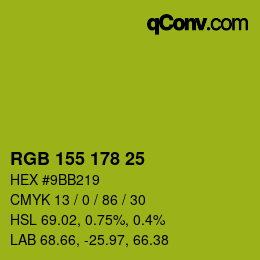 カラーコード: RGB 155 178 25 | qconv.com
