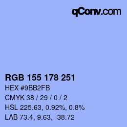 カラーコード: RGB 155 178 251 | qconv.com