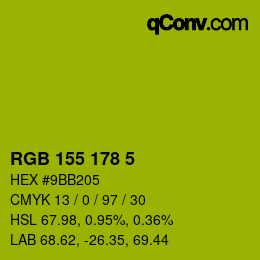 カラーコード: RGB 155 178 5 | qconv.com