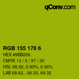 颜色代码: RGB 155 178 6 | qconv.com