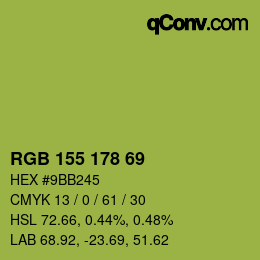 Color code: RGB 155 178 69 | qconv.com