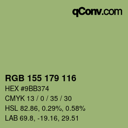 Código de color: RGB 155 179 116 | qconv.com