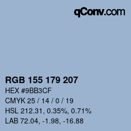 颜色代码: RGB 155 179 207 | qconv.com