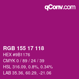 Color code: RGB 155 17 118 | qconv.com