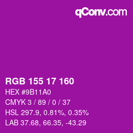 カラーコード: RGB 155 17 160 | qconv.com