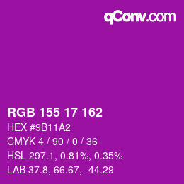 カラーコード: RGB 155 17 162 | qconv.com
